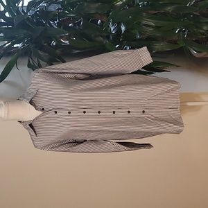 INC International Concepts Blue & White Striped Long Sleeve Button Up Shirt